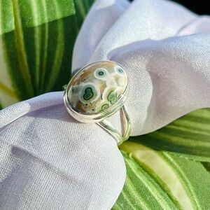 Ocean Jasper Sterling Silver Ring 8.5